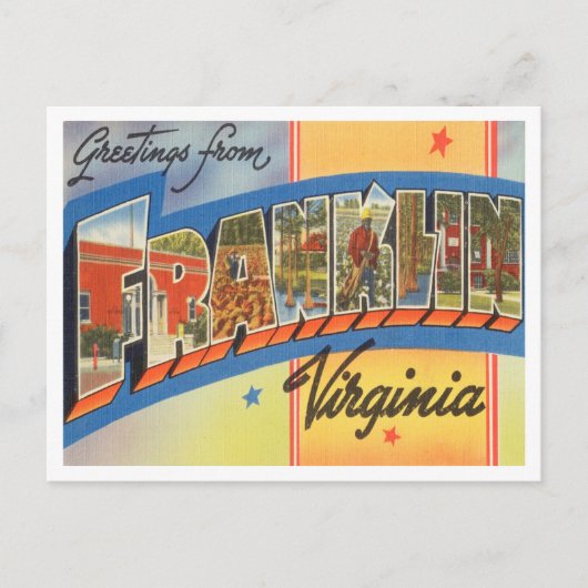 Franklin, Virginia Vintage Travel ポストカード (正面)