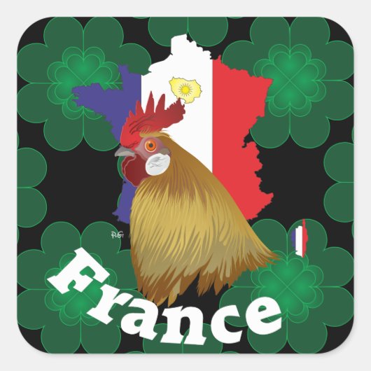 Frankreich France Francia Aufkleber スクエアシール (正面)