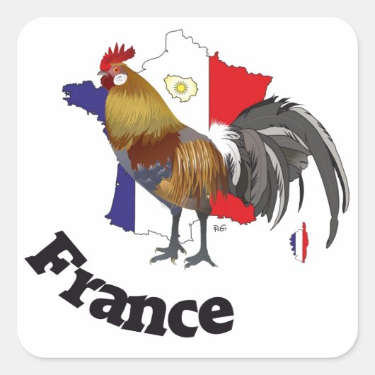 Frankreich France Francia Aufkleber スクエアシール (正面)