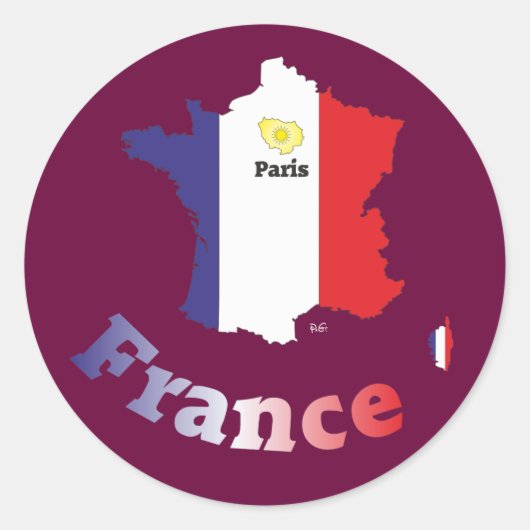 Frankreich France Francia Aufkleber ラウンドシール (正面)