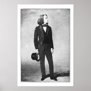Franz Liszt (1811-86) 1856 (litho) (b/w photo) ポスター