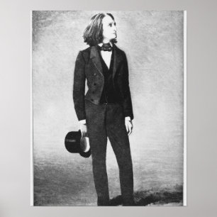 Franz Liszt (1811-86) 1856 (litho) (b/w photo) ポスター