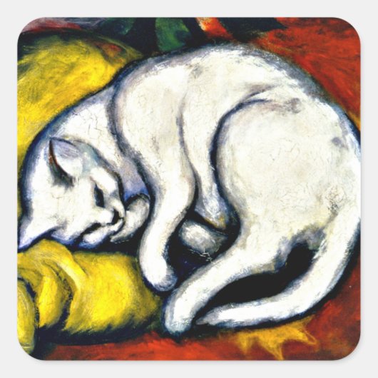 Franz Marc – 白い猫、アー素晴らしト絵を描ズ スクエアシール (正面)