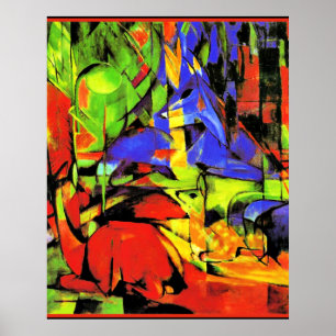 Franz Marc abstract artwork, Fighting Forms ポスター