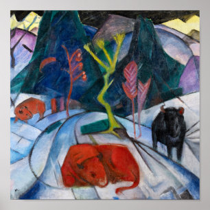 Franz Marc Bison in Winter (red bison) ポスター