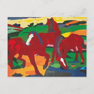 Franz Marc - Red Horses ポストカード