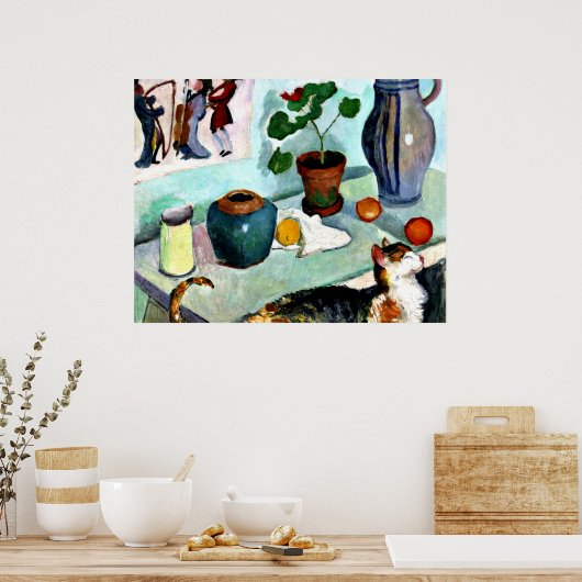 Franz Marc - Still Life with Cat ポスター (キッチン)