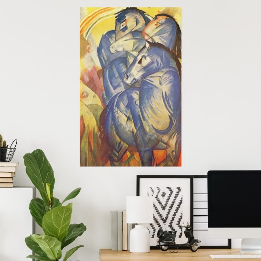 Franz Marc - Tower of Blue Horses 1913 Equestrian ポスター (ホームオフィス)