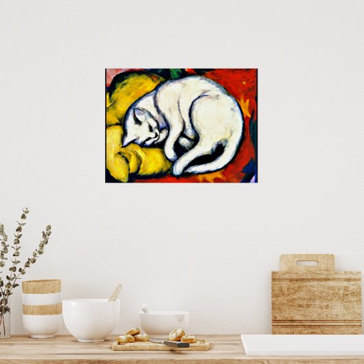 Franz Marc - White Cat. famous painting, ポスター (キッチン)