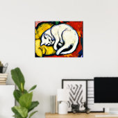 Franz Marc - White Cat. famous painting, ポスター (ホームオフィス)