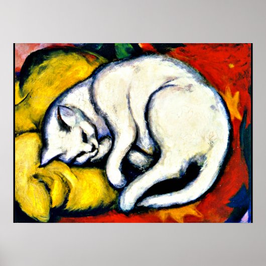 Franz Marc - White Cat. famous painting, ポスター (正面)