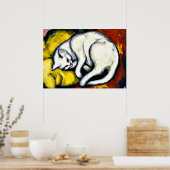 Franz Marc - White Cat. Franz Marc 1912 painting. ポスター (キッチン)