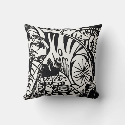 Franz Marc's Expressionist Tiger Throw Pillow クッション (裏面)