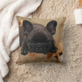 Französische Bulldogge am Meer French Bulldog クッション (ブランケット)