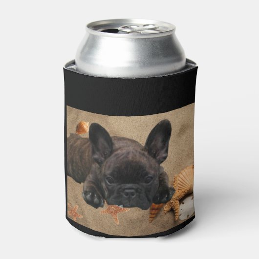 Französische Bulldogge am Meer French Bulldog 缶クーラー (缶正面)