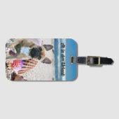 Französische Bulldogge am Meer Urlaub ラゲッジタグ (正面横)