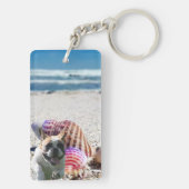 Französische Bulldogge am Strand French Bulldog キーホルダー (裏面)