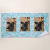 Französische Bulldogge am Strand French Bulldog ビーチタオル (正面)