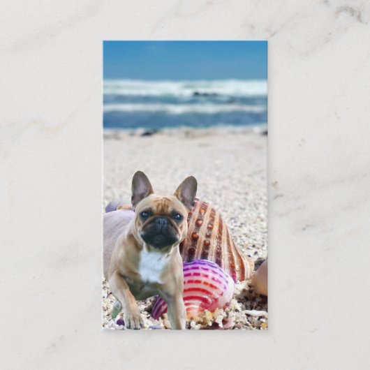 Französische Bulldogge am Strand French Bulldog 名刺 (正面)