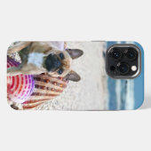 Französische Bulldogge am Strand French Bulldog iPhoneケース (裏面横)