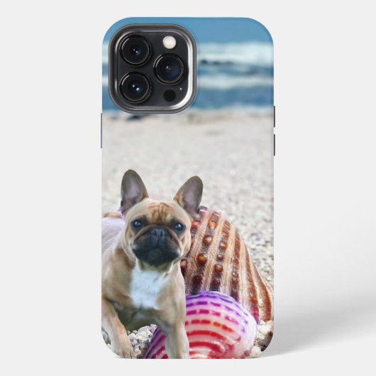 Französische Bulldogge am Strand French Bulldog iPhoneケース (裏面)