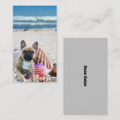 Französische Bulldogge am Strand Postkarte 名刺 (正面/裏面)