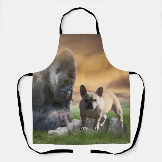 Französische Bulldogge beste Freunde エプロン (正面)