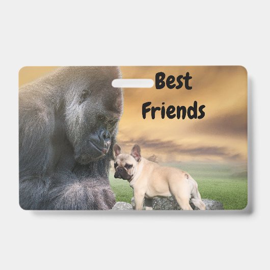Französische Bulldogge Beste Freunde French Bulldo バッジ (正面)