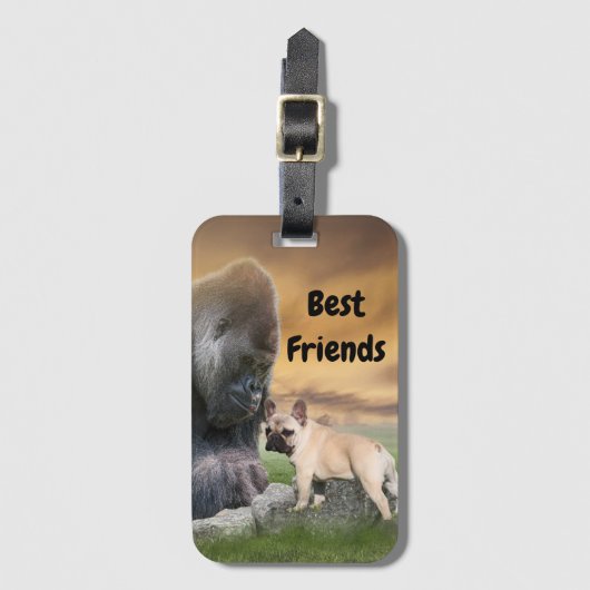 Französische Bulldogge Beste Freunde French Bulldo ラゲッジタグ (正面縦)