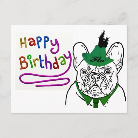 Französische Bulldogge Birthday French Bulldog ポストカード (正面)