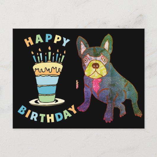 Französische Bulldogge Birthday French Bulldog ポストカード (正面)