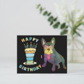 Französische Bulldogge Birthday French Bulldog ポストカード (スタンド正面)