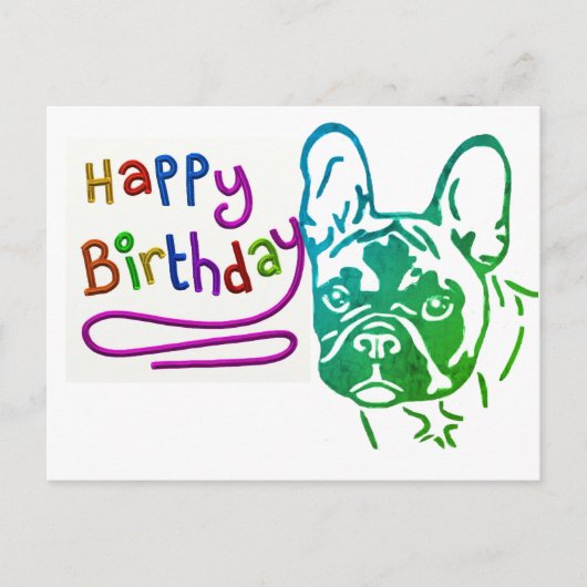 Französische Bulldogge Birthday French Bulldog ポストカード (正面)
