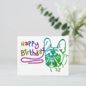 Französische Bulldogge Birthday French Bulldog ポストカード (スタンド正面)