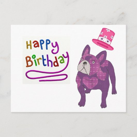 Französische Bulldogge Birthday French Bulldog ポストカード (正面)