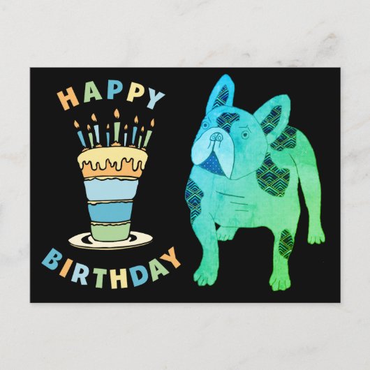 Französische Bulldogge Birthday French Bulldog ポストカード (正面)