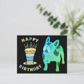 Französische Bulldogge Birthday French Bulldog ポストカード (スタンド正面)