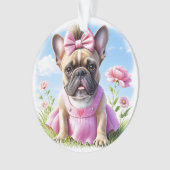 Französische Bulldogge Blumen French Bulldog オーナメント (正面)