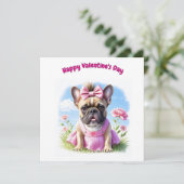 Französische Bulldogge Blumen French Bulldog カード (スタンド正面)