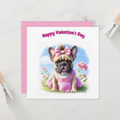 Französische Bulldogge Blumen French Bulldog カード (正面/裏面インサイチュ)