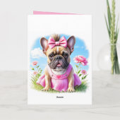 Französische Bulldogge Blumen French Bulldog カード (裏面)