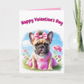 Französische Bulldogge Blumen French Bulldog カード (正面)