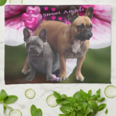 Französische Bulldogge Blumen French Bulldog  キッチンタオル (折り畳み)