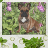 Französische Bulldogge Blumen French Bulldog  キッチンタオル (折り畳み)