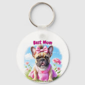 Französische Bulldogge Blumen French Bulldog キーホルダー (裏面)