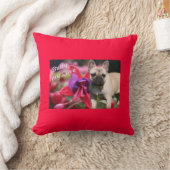 Französische Bulldogge Blumen French Bulldog クッション (ブランケット)