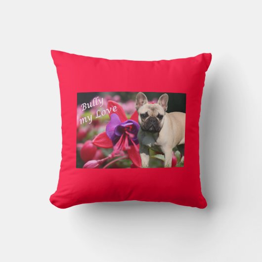 Französische Bulldogge Blumen French Bulldog クッション (正面)