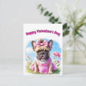Französische Bulldogge Blumen French Bulldog ポストカード (スタンド正面)