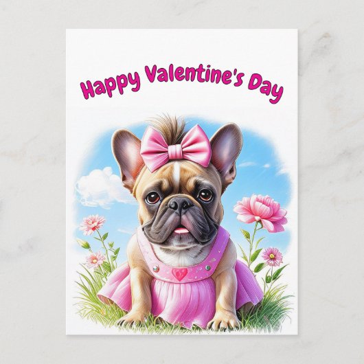 Französische Bulldogge Blumen French Bulldog ポストカード (正面)