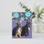 Französische Bulldogge Blumen French Bulldog ポストカード (スタンド正面)